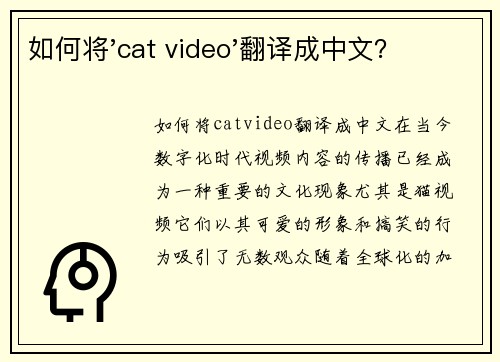 如何将'cat video'翻译成中文？